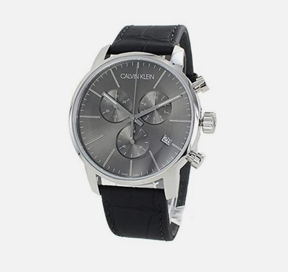 New Swiss Made CALVIN KLEIN Men's Chronograph Quartz Leather Watch