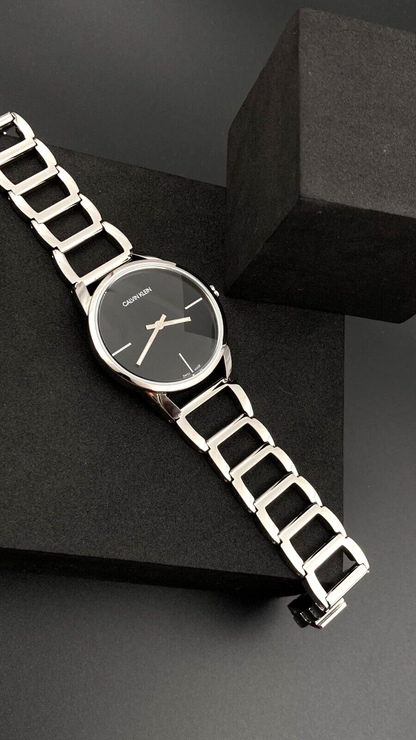 New Swiss Made CALVIN KLEIN Stately Quartz Black Dial Ladies Watch