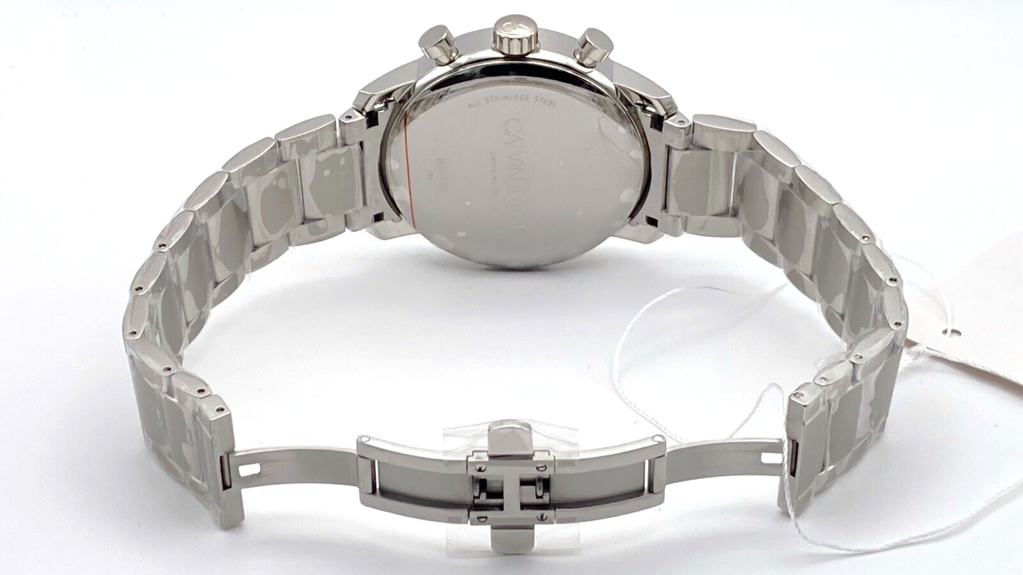 Neue, in der Schweiz hergestellte CALVIN KLEIN City Chronographenuhr mit grauem, silbernem Zifferblatt