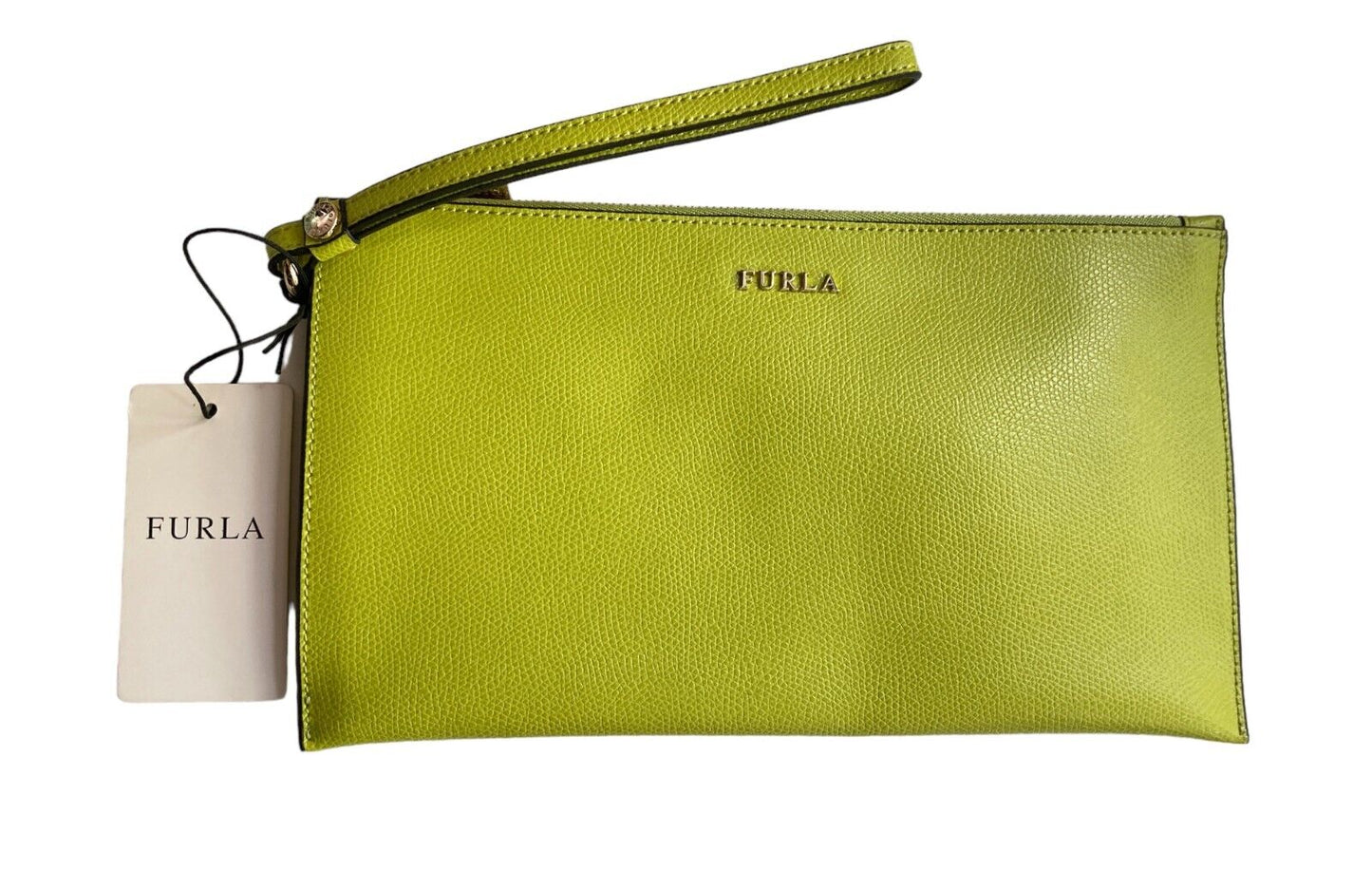 Neu FURLA BABYLON UMSCHLAGTASCHE - LIME YELLOW