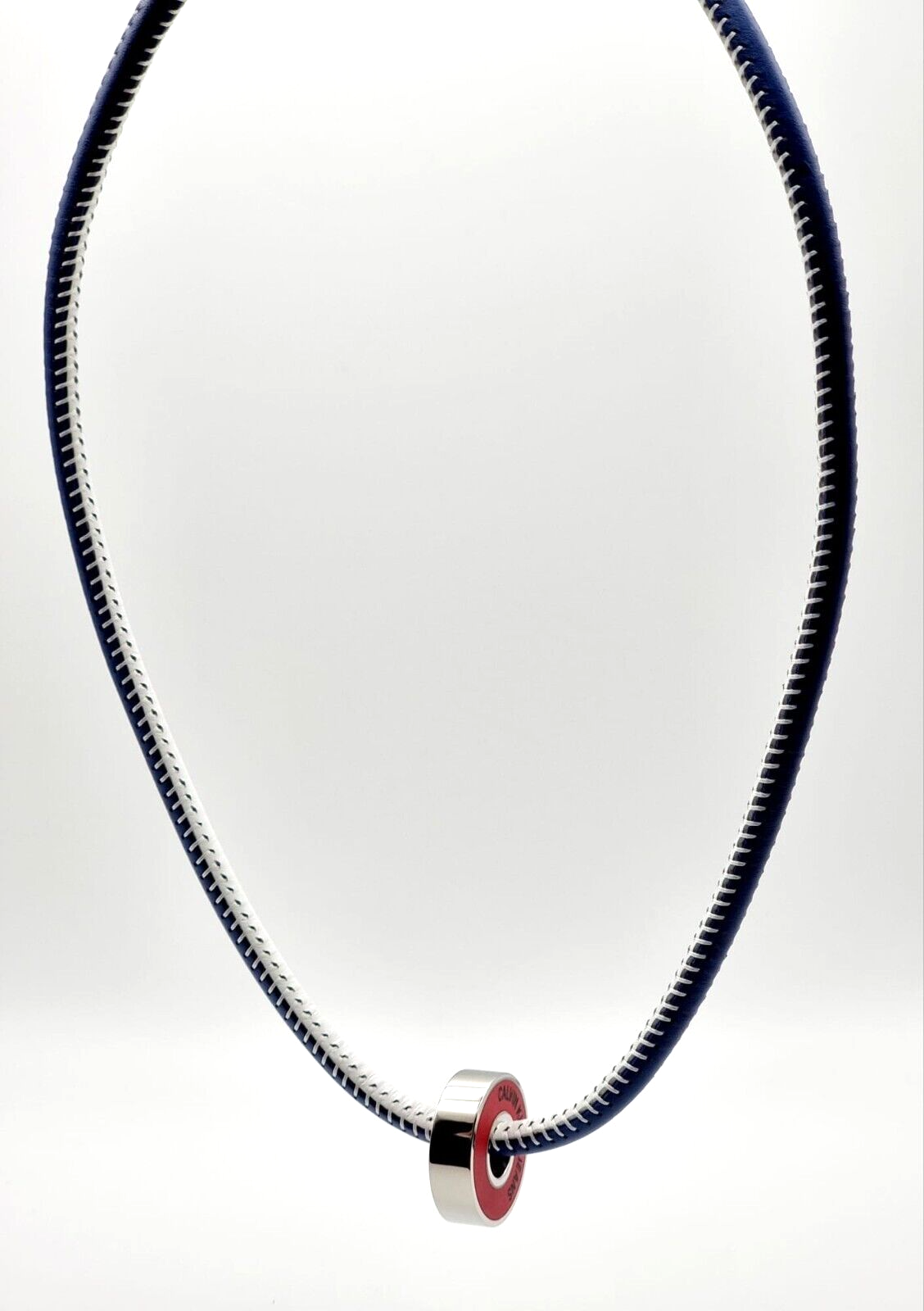 New CALVIN KLEIN JEANS KJJBRN090100 STAINLESS STEEL LEATHER NECKLACE