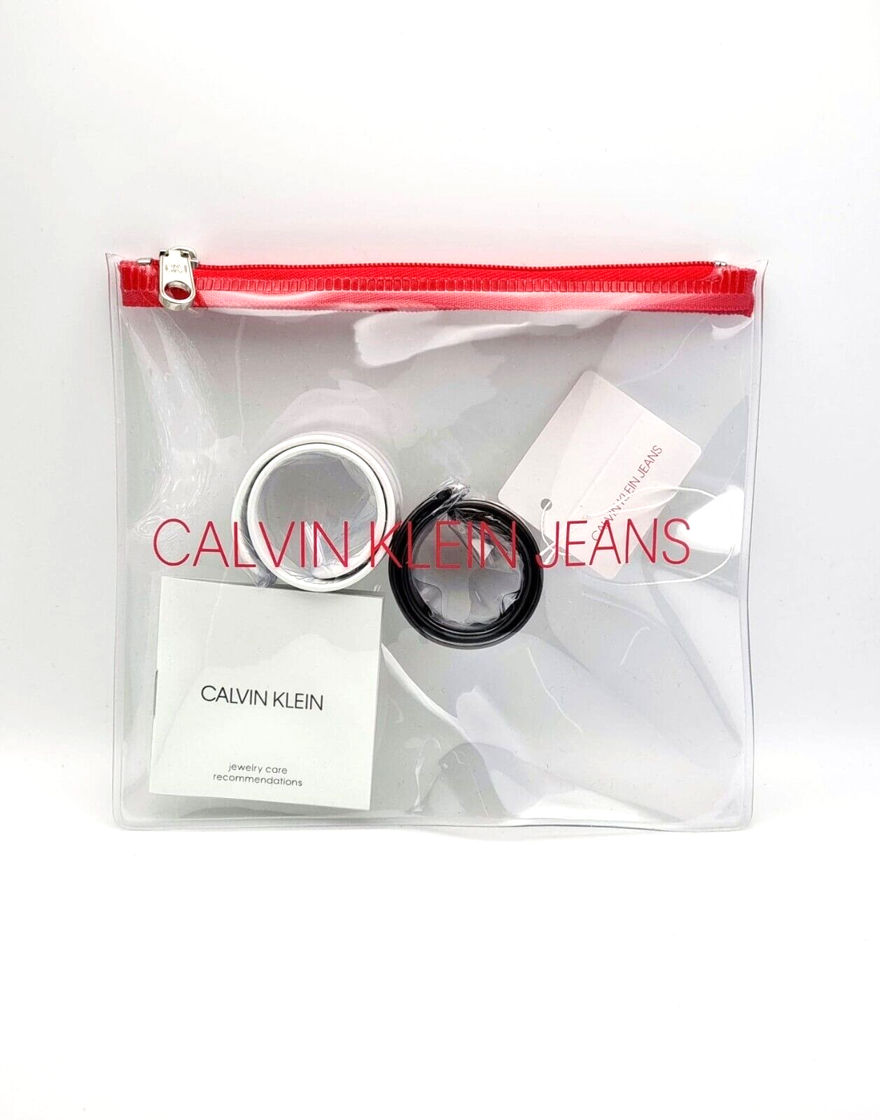 New CALVIN KLEIN JEANS HIT&FUN KJJLBB850200 RUBBER BRACELET - WHITE/BLACK