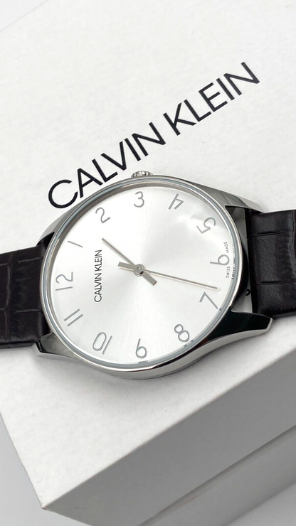 New Swiss Made CALVIN KLEIN Classic Quartz Silver Dial Men's Watch