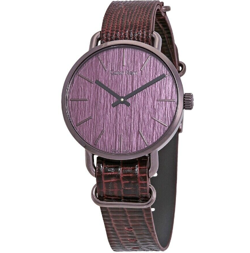 New Swiss Made CALVIN KLEIN Even Purple Dial Purple Leather Men's Watch