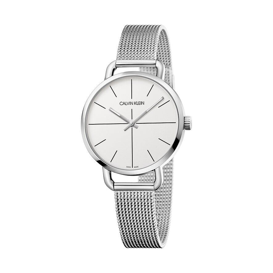 New Swiss Made CALVIN KLEIN Even Quartz Silver Dial Ladies Watch