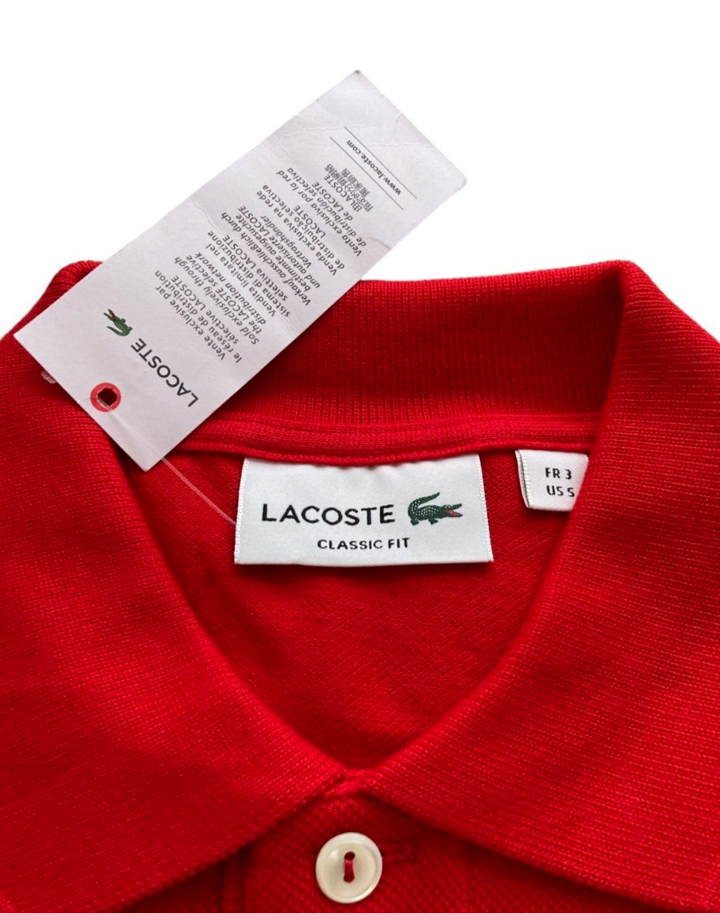 New LACOSTE MEN'S LONG SLEEVE POLO SHIRT - SIZE 3