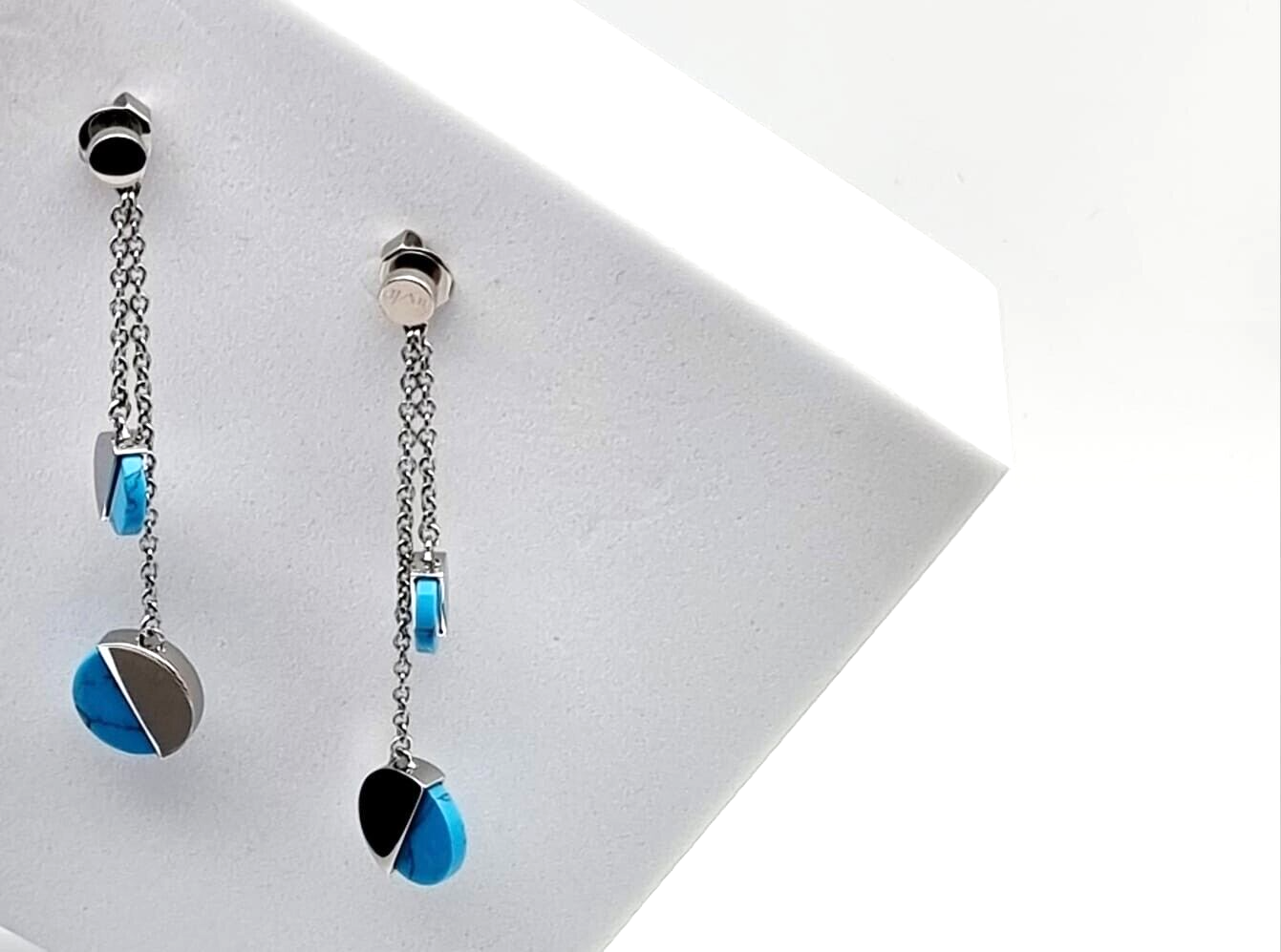 New CALVIN KLEIN SPICY KJ8RLE040200 EARRINGS - SILVER/TURQUOISE STONES