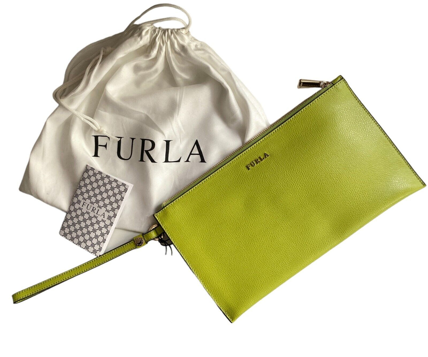 Neu FURLA BABYLON UMSCHLAGTASCHE - LIME YELLOW
