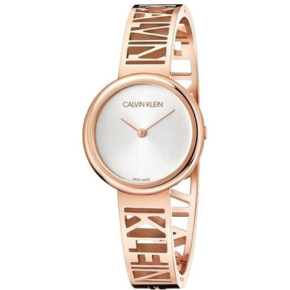 New Swiss Made CALVIN KLEIN Mania Silver Dial Rose Gold Ladies Quartz Watch