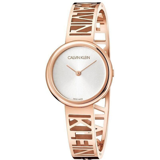 New Swiss Made CALVIN KLEIN Mania Silver Dial Rose Gold Ladies Quartz Watch