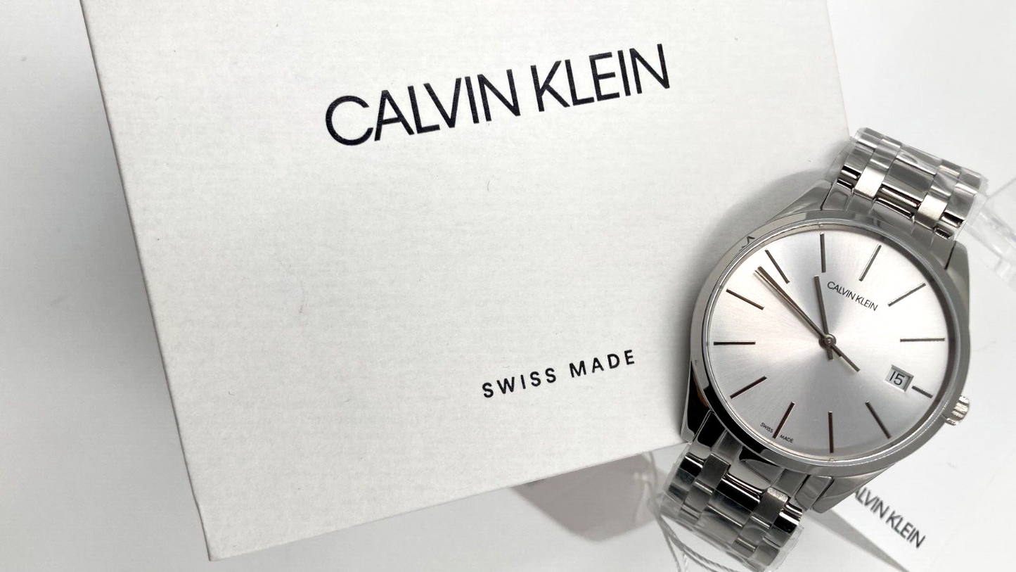 New Swiss Made CALVIN KLEIN Time Quartz Silver Dial LadiesWatch