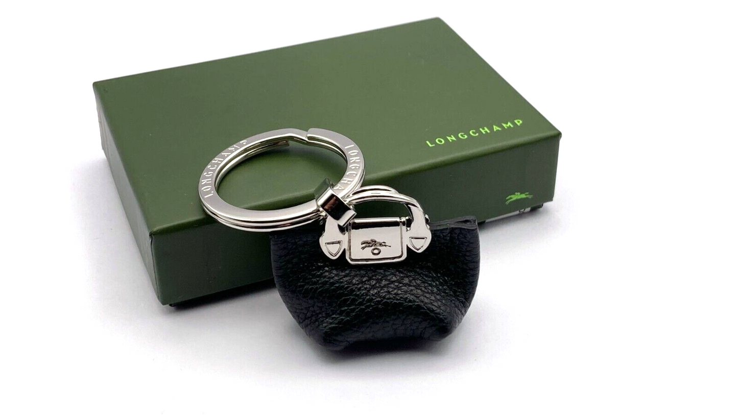 LONGCHAMP LE PLIAGE CUIR KEY CHAIN - BLACK