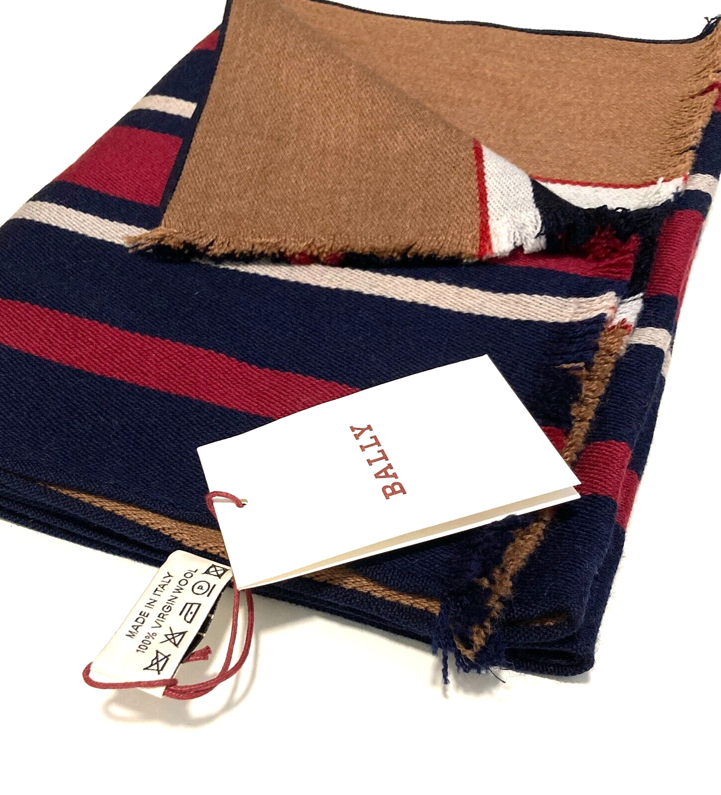 New BALLY MULTI BLUE NAVY STRIPED SCARF - JACQUARD