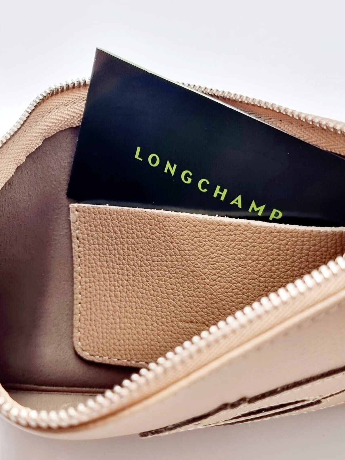 LONGCHAMP SHOP-IT LEATHER POUCH SMALL - SAND