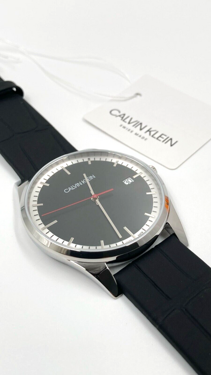 New Swiss Made CALVIN KLEIN Time Quartz Black Dial Men's Watch