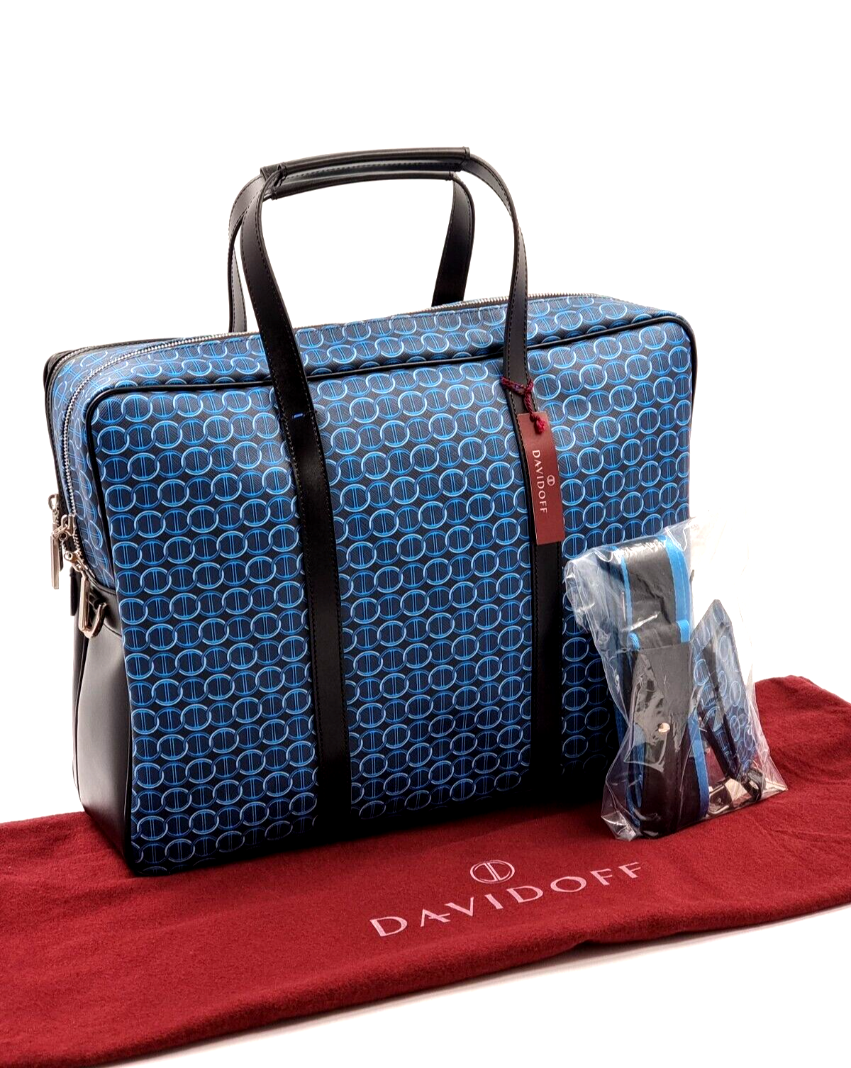 Neu DAVIDOFF COLORAMA BUSINESS TASCHE 2 ZIP - BLAU