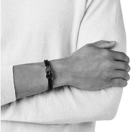 Neu EMPORIO ARMANI HERREN LEDERARMBAND EGS2212040 - SCHWARZ