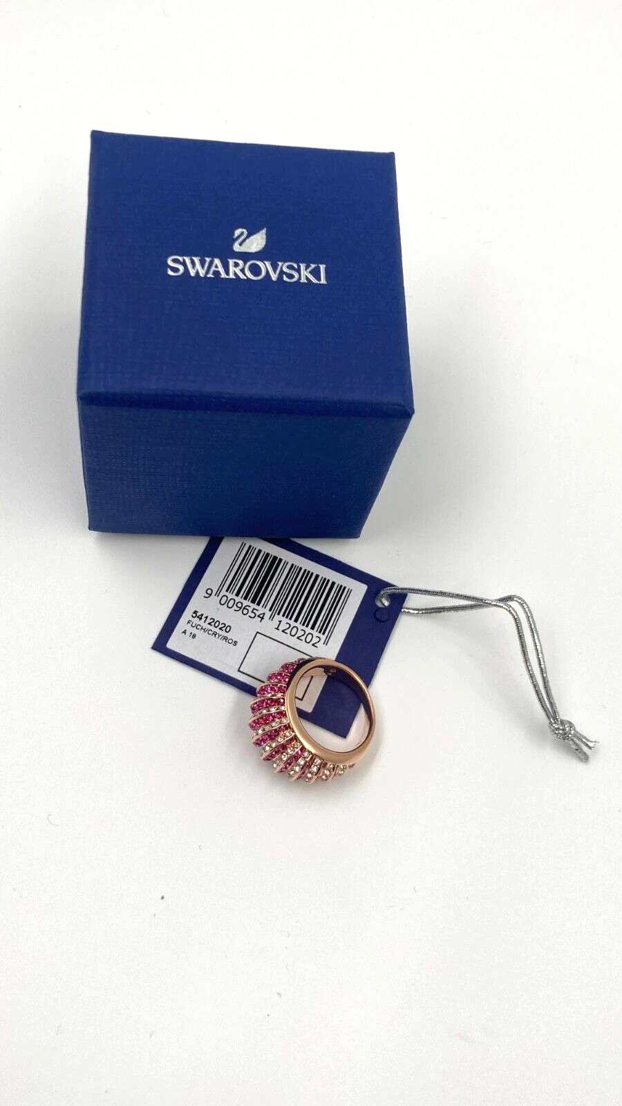 New SWAROVSKI LUXURY DOMED RING - PINK CRYSTALS - ROSE GOLD - SIZE 50