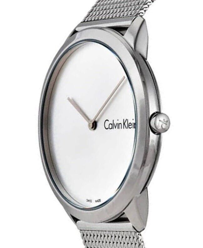 New Swiss Made CALVIN KLEIN Minimal Quartz Silver Dial Men's Watch