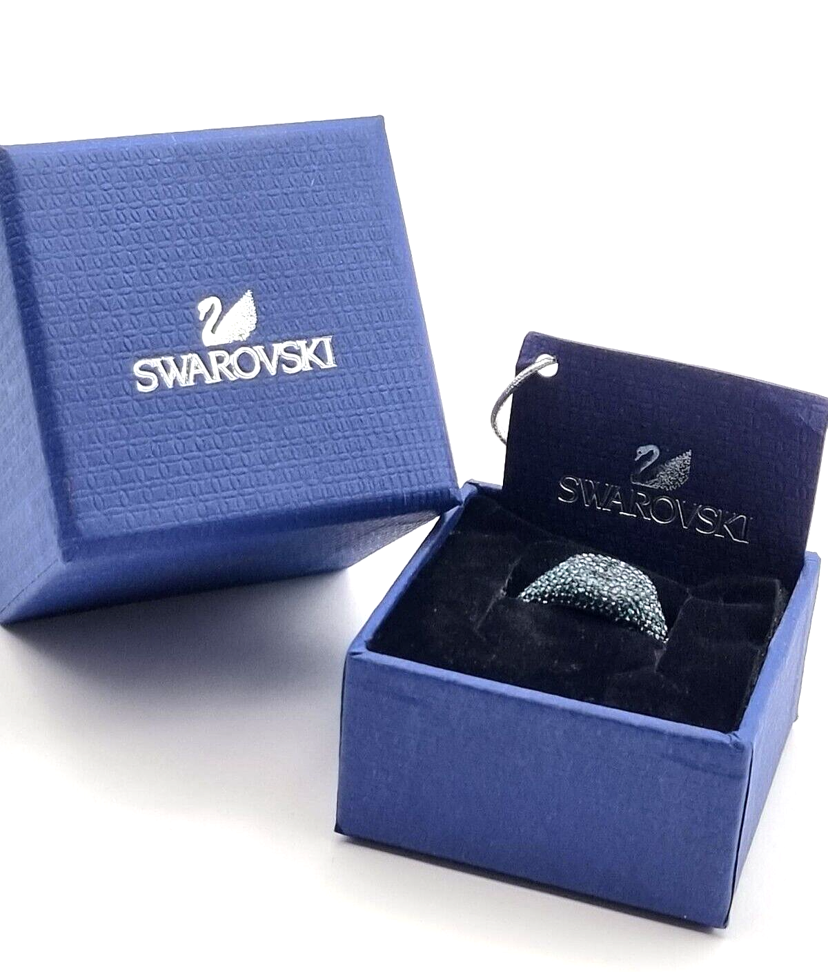 New SWAROVSKI STONE SIGNET RING - BLAU ROSEGOLD PLATED - GR. 52