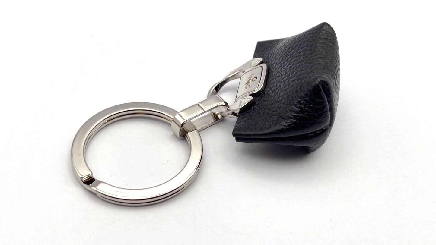 LONGCHAMP LE PLIAGE CUIR KEY CHAIN - BLACK