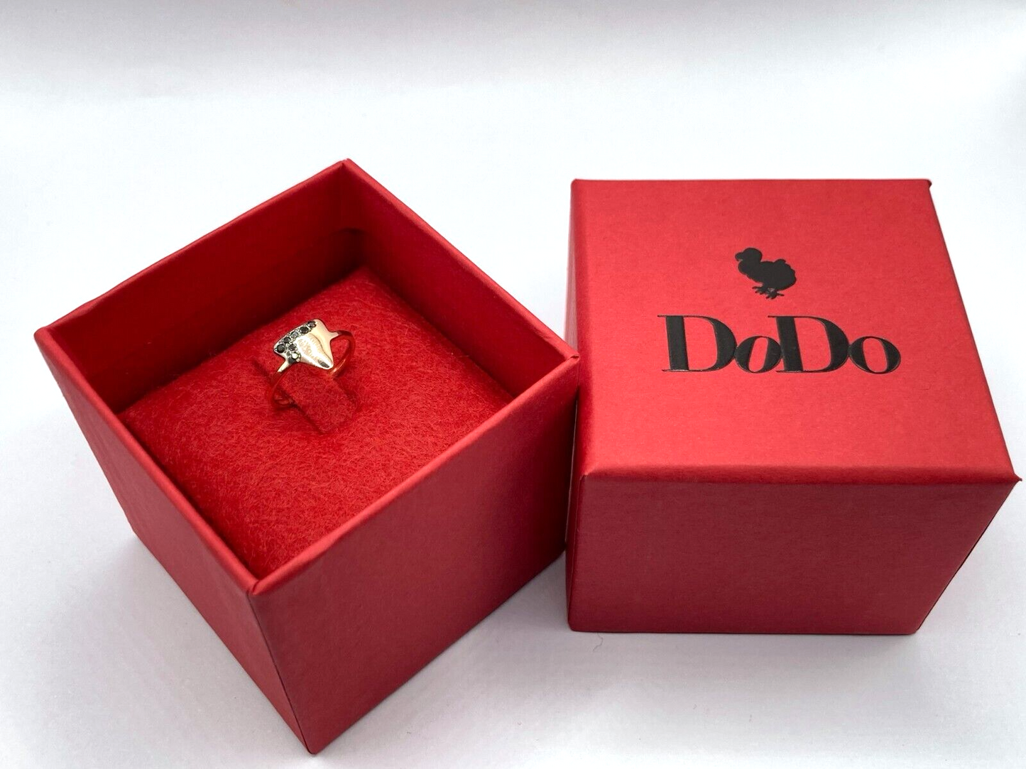 New DODO PRECIOUS TAG NIGHT RING - GOLD/BLACK DIAMONDS - SIZE 45