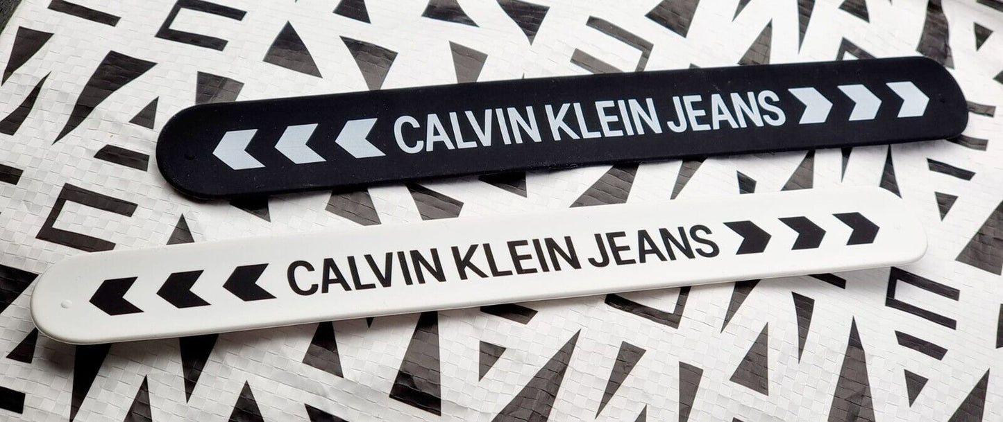 New CALVIN KLEIN JEANS HIT&FUN KJJLDB850100 RUBBER BRACELETS - WHITE/BLACK