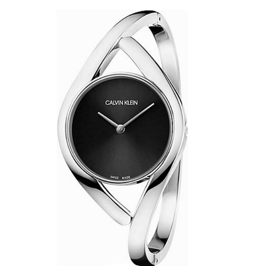 New Swiss Made CALVIN KLEIN Party Black Dial Small Bangle Ladies Watch