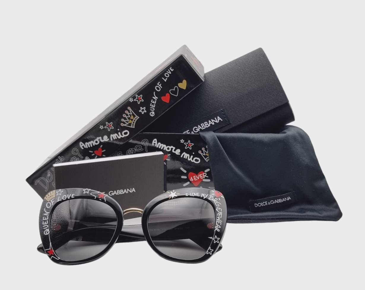 New DOLCE & GABBANA 'Queen Of Love' Cat Eye Sunglasses - Graffiti