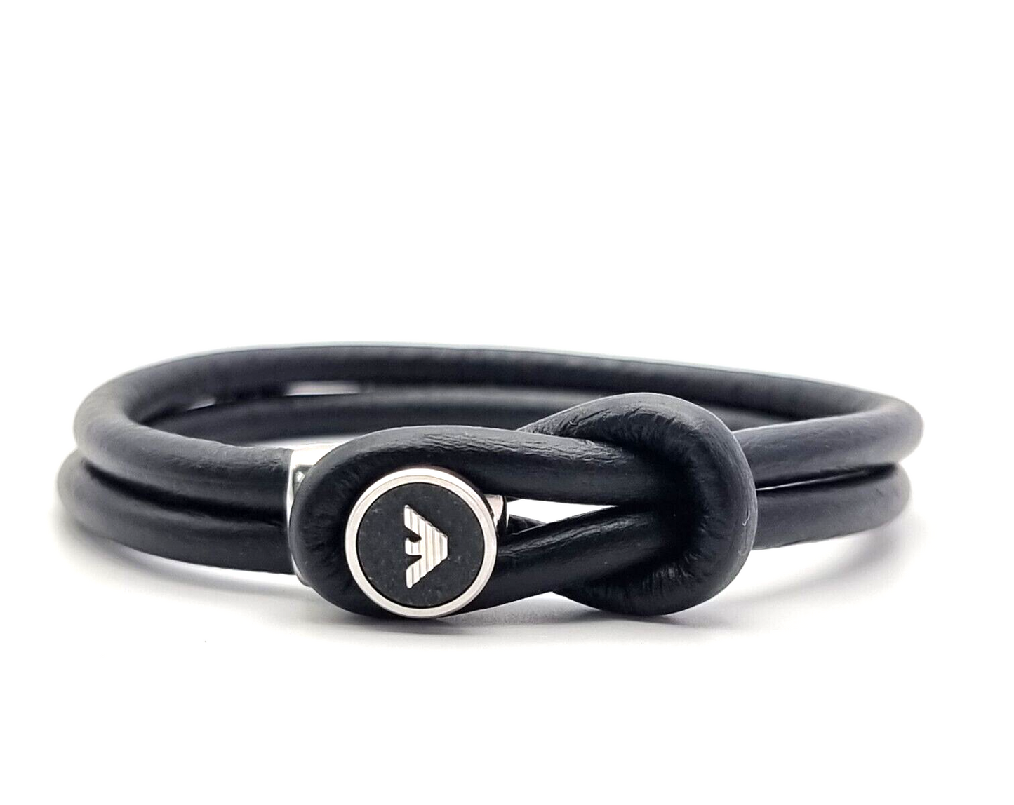 Neu EMPORIO ARMANI HERREN LEDERARMBAND EGS2212040 - SCHWARZ