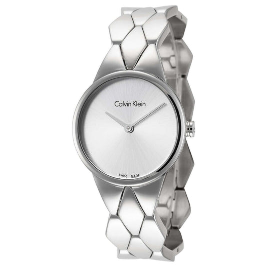 New Swiss Made CALVIN KLEIN Snake Silver Dial Ladies Watch