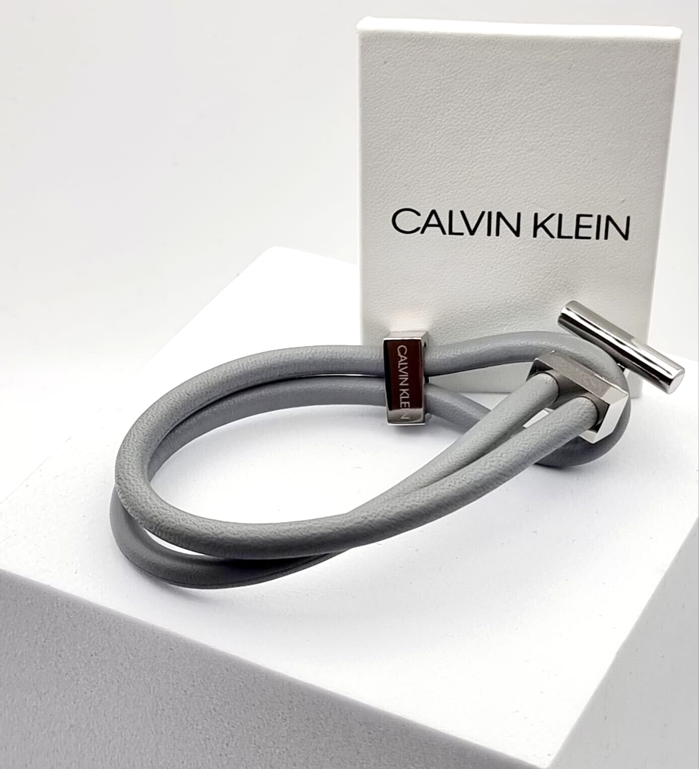 New CALVIN KLEIN ANCHOR KJ8WAB09010L STAINLESS STEEL LEATHER BRACELET - L