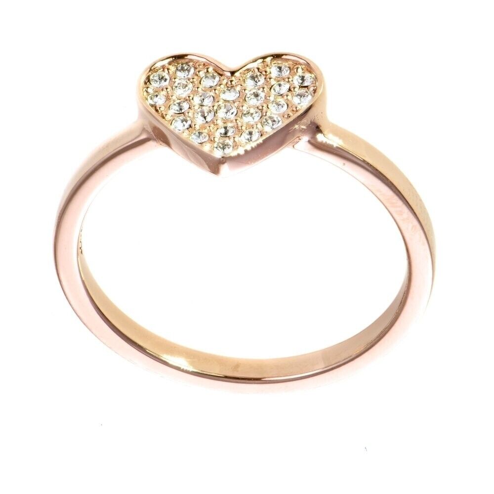 New SWAROVSKI CUPID HEART STACKING RINGS - ROSE GOLD AND SILVER - SIZE 58