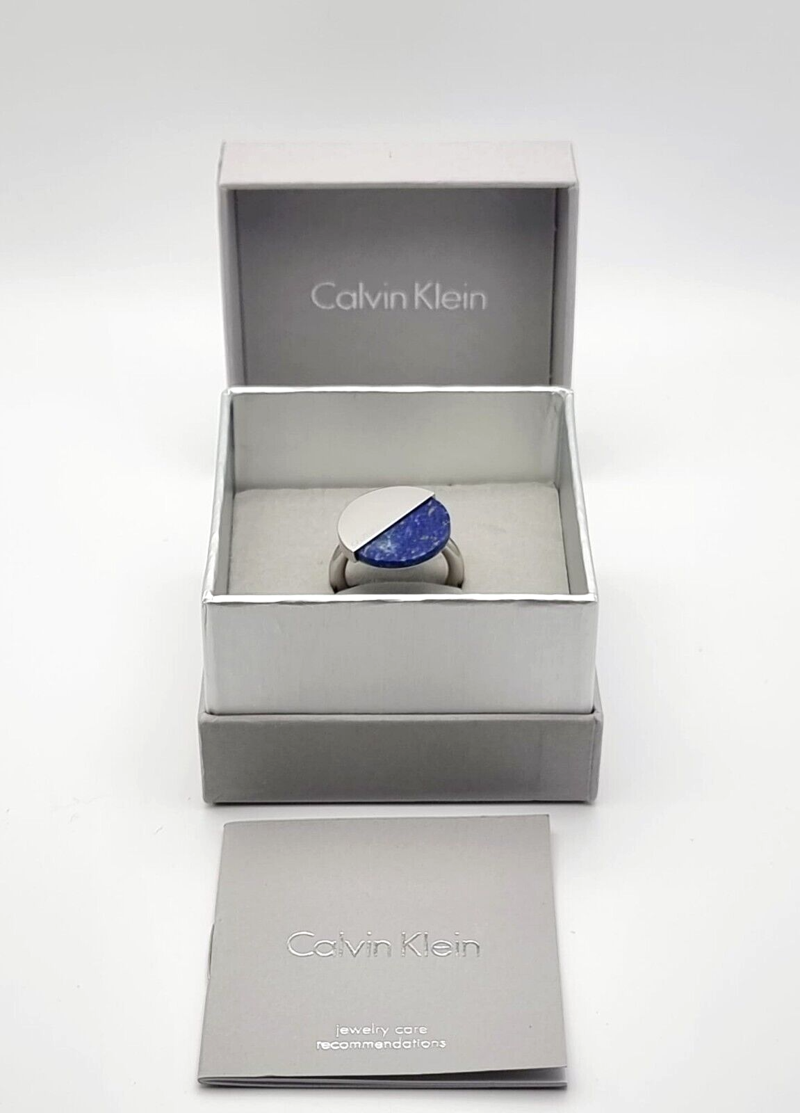 New CALVIN KLEIN SPICY KJ8RLR040208 RING - BLUE STONE - SIZE 57