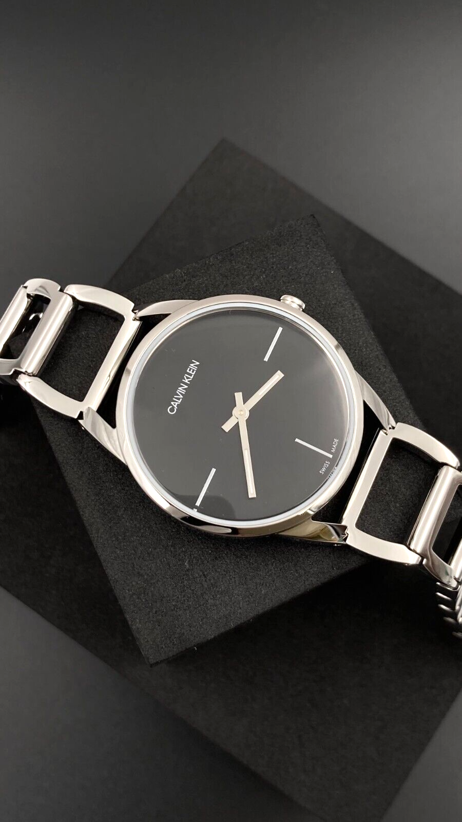 New Swiss Made CALVIN KLEIN Stately Quartz Black Dial Ladies Watch