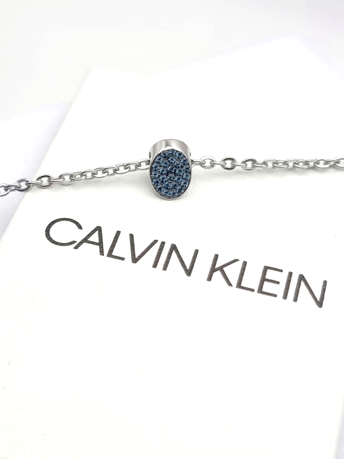 New CALVIN KLEIN BRILLIANT KJ8YMN040200 STAINLESS STEEL NECKLACE - BLUE