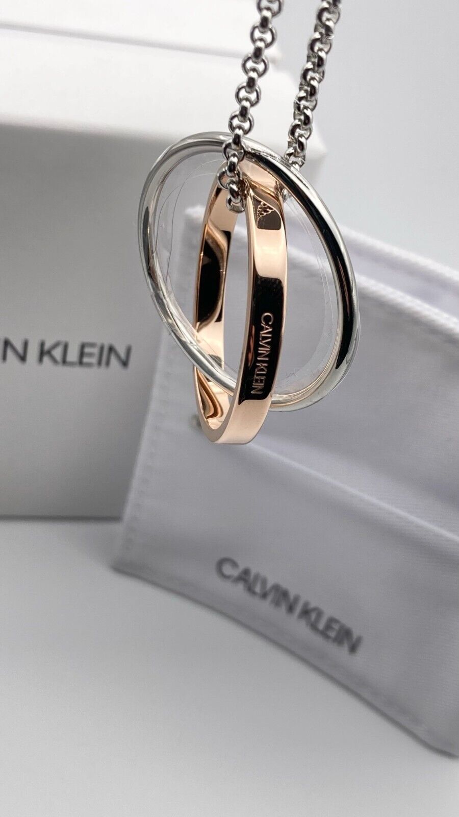 New CALVIN KLEIN COIL NECKLACE KJ63BP010100 - SILVER/ROSEGOLD