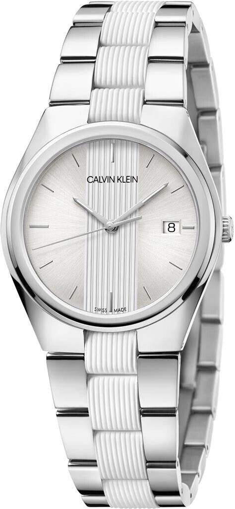 New Swiss Made CALVIN KLEIN Contra Quartz Silver Dial Ladies Watch