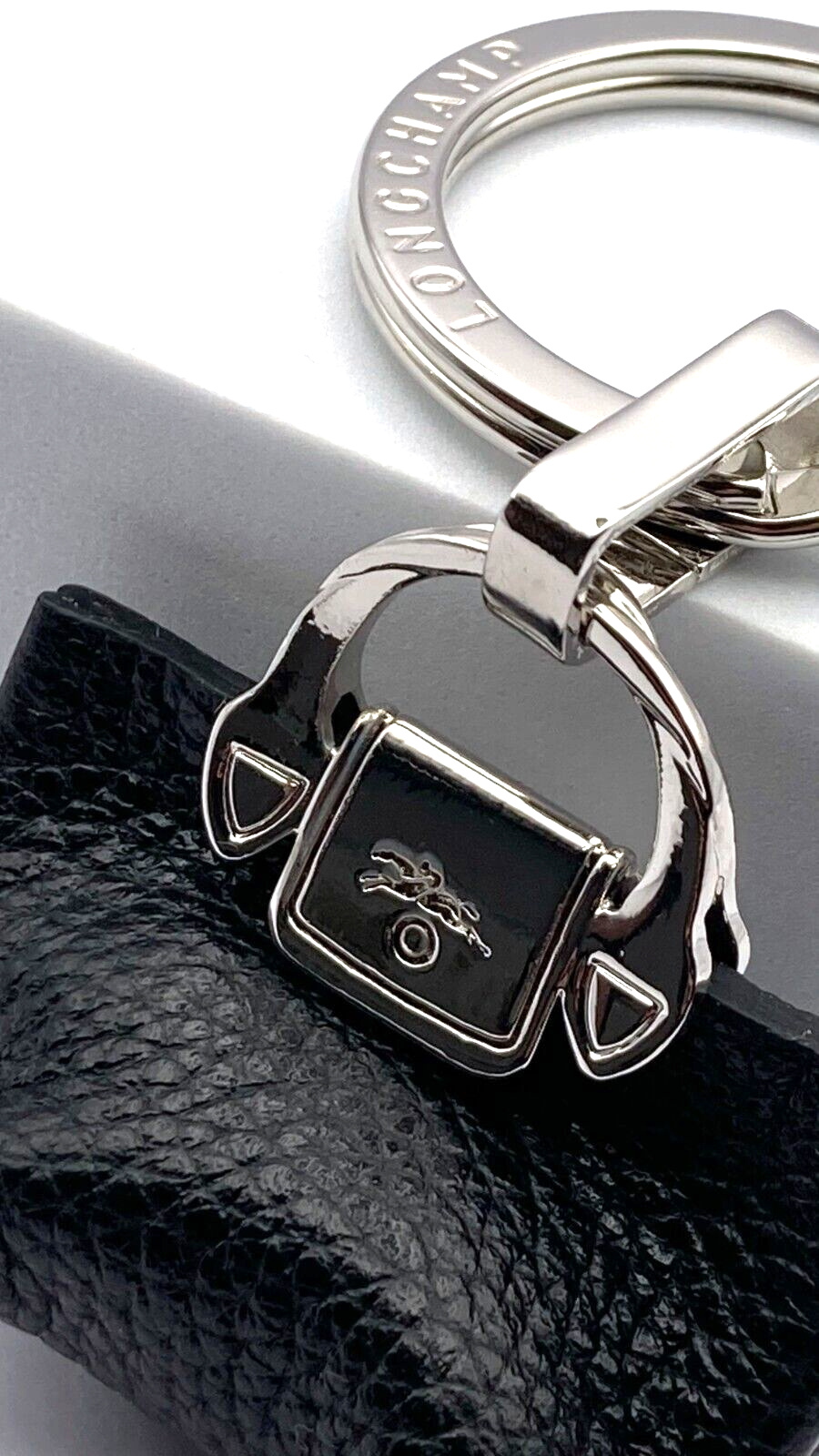 LONGCHAMP LE PLIAGE CUIR KEY CHAIN - BLACK