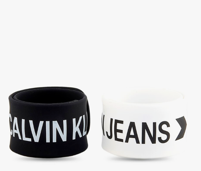 New CALVIN KLEIN JEANS HIT&FUN KJJLDB850100 RUBBER BRACELETS - WHITE/BLACK