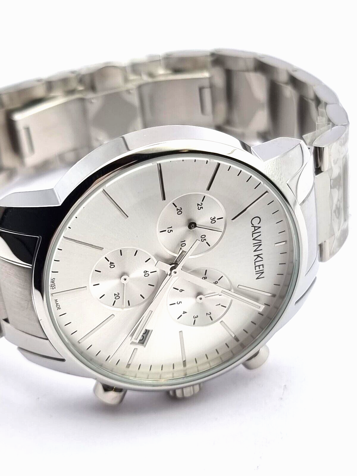 New Swiss Made CALVIN KLEIN City Silver Dial Chronograph Men's Watch