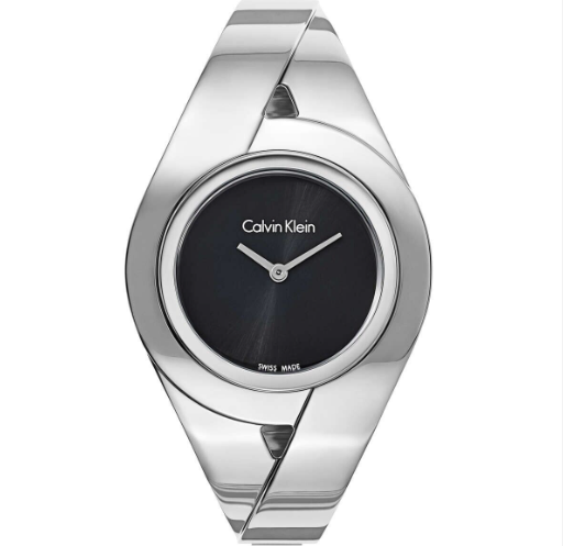 New Swiss Made CALVIN KLEIN Sensual Black Dial Small Bangle Ladies Watch