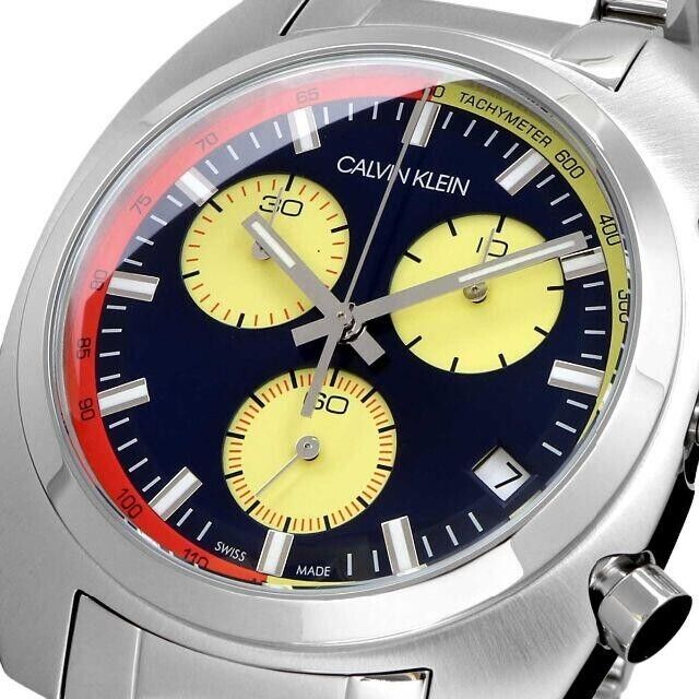 New Swiss Made CALVIN KLEIN Achieve Chronograph Quartz Blue Dial Men's Watch