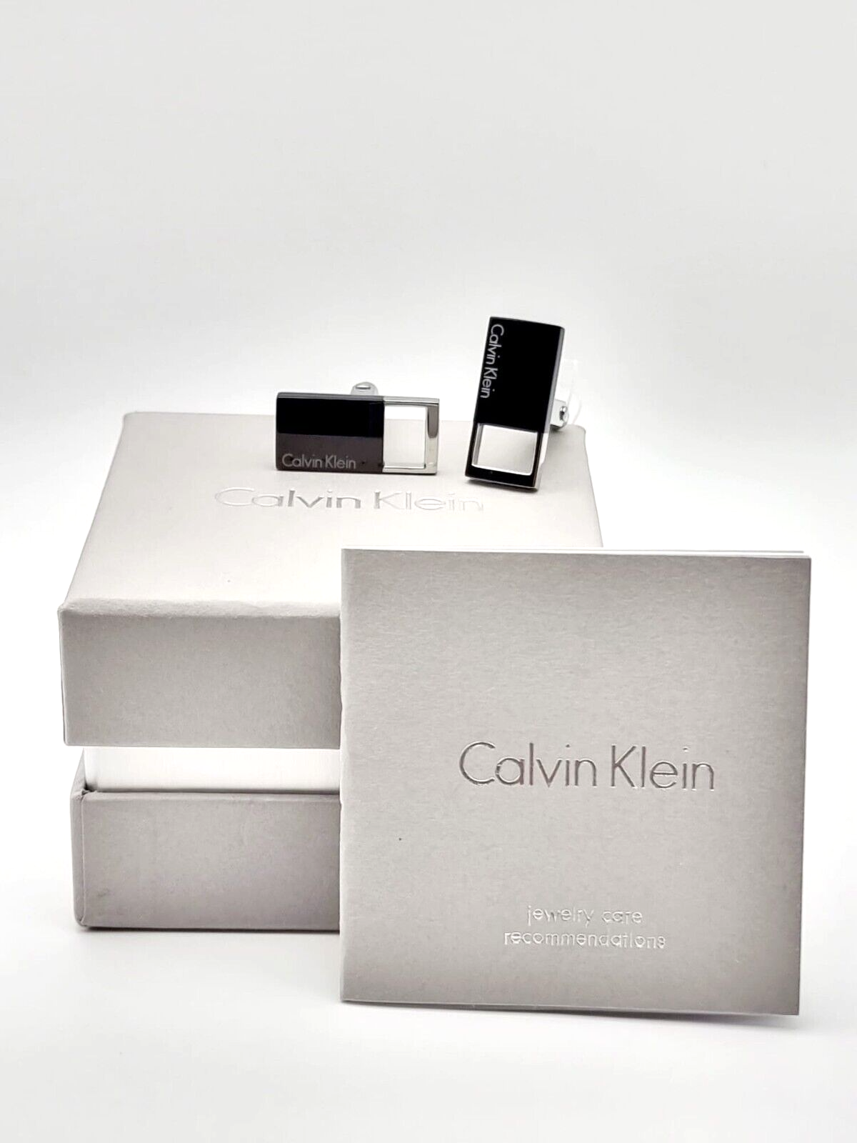 New CALVIN KLEIN HALLOW KJ7RBC200100 STAINLESS STEEL/BLACK PVD CUFFLINKS