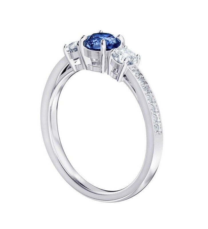 New ATTRACT TRILOGY RING RUNDSCHLIFF - BLUE/WHITE RHODIUM PLATED - GR. 55