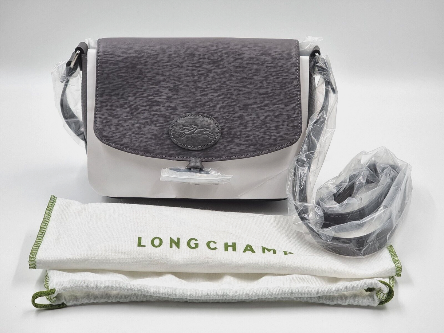 LONGCHAMP ROSEAU LEATHER XBODY BAG - GREY