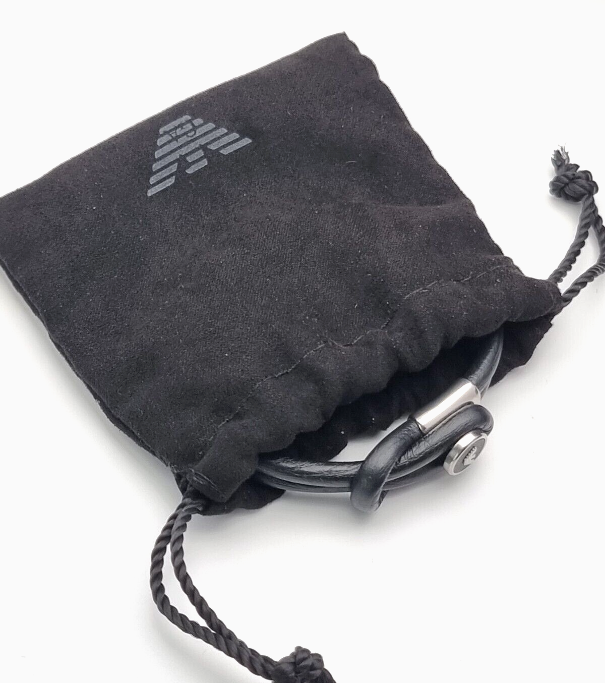 Neu EMPORIO ARMANI HERREN LEDERARMBAND EGS2212040 - SCHWARZ