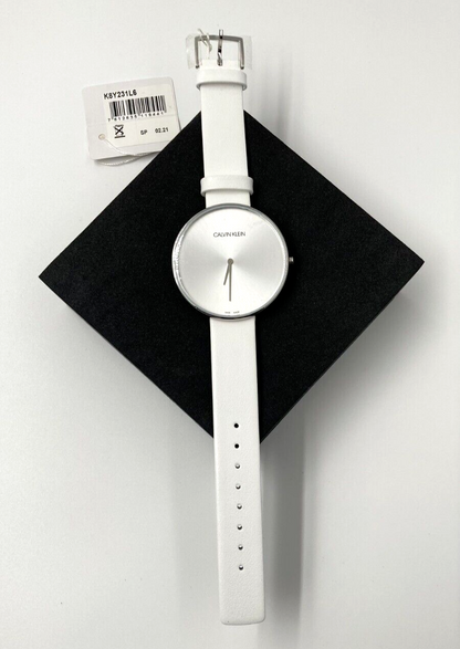 New Swiss Made CALVIN KLEIN Full Moon Quartz Silver Dial Ladies Watch