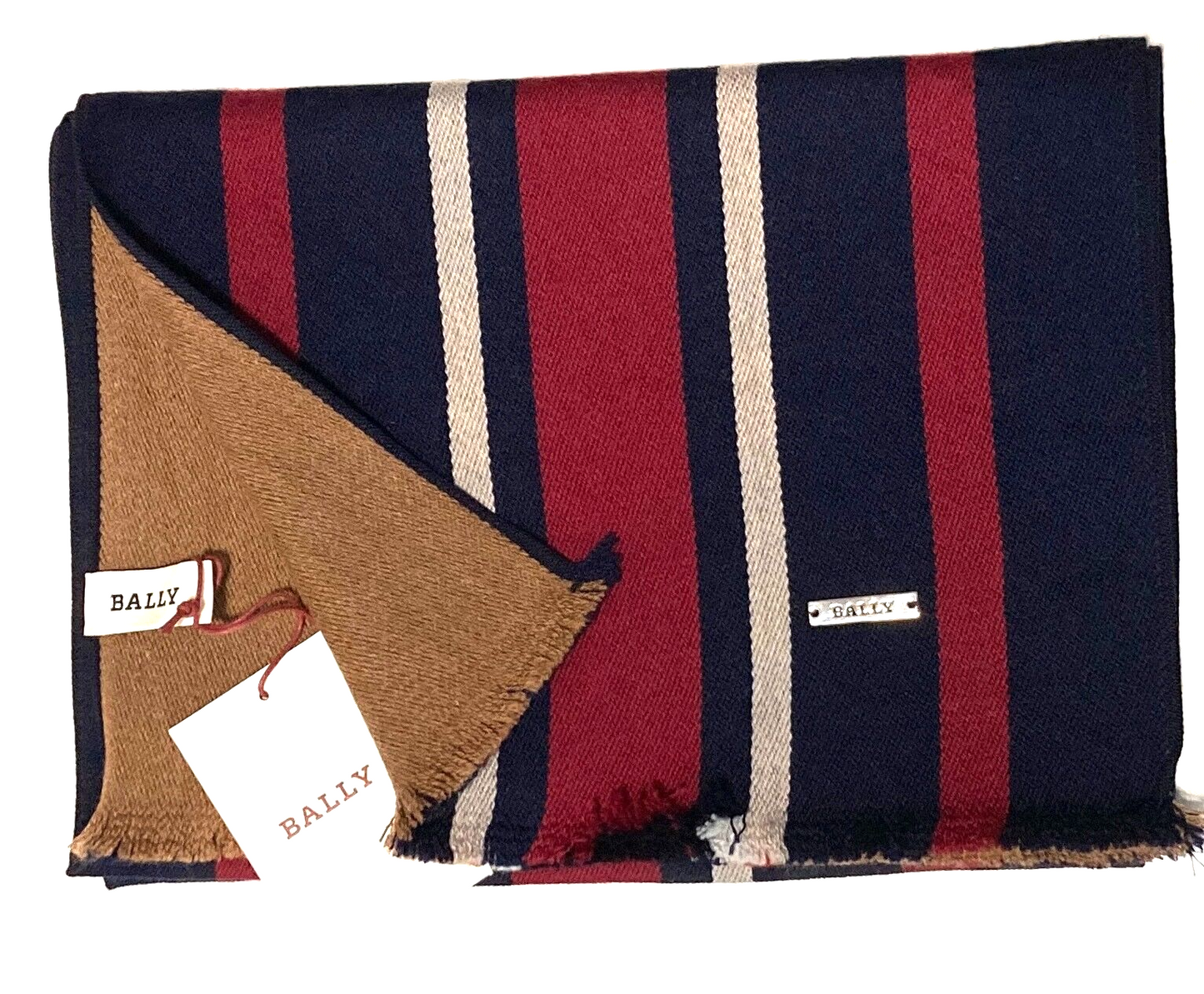 New BALLY MULTI BLUE NAVY STRIPED SCARF - JACQUARD