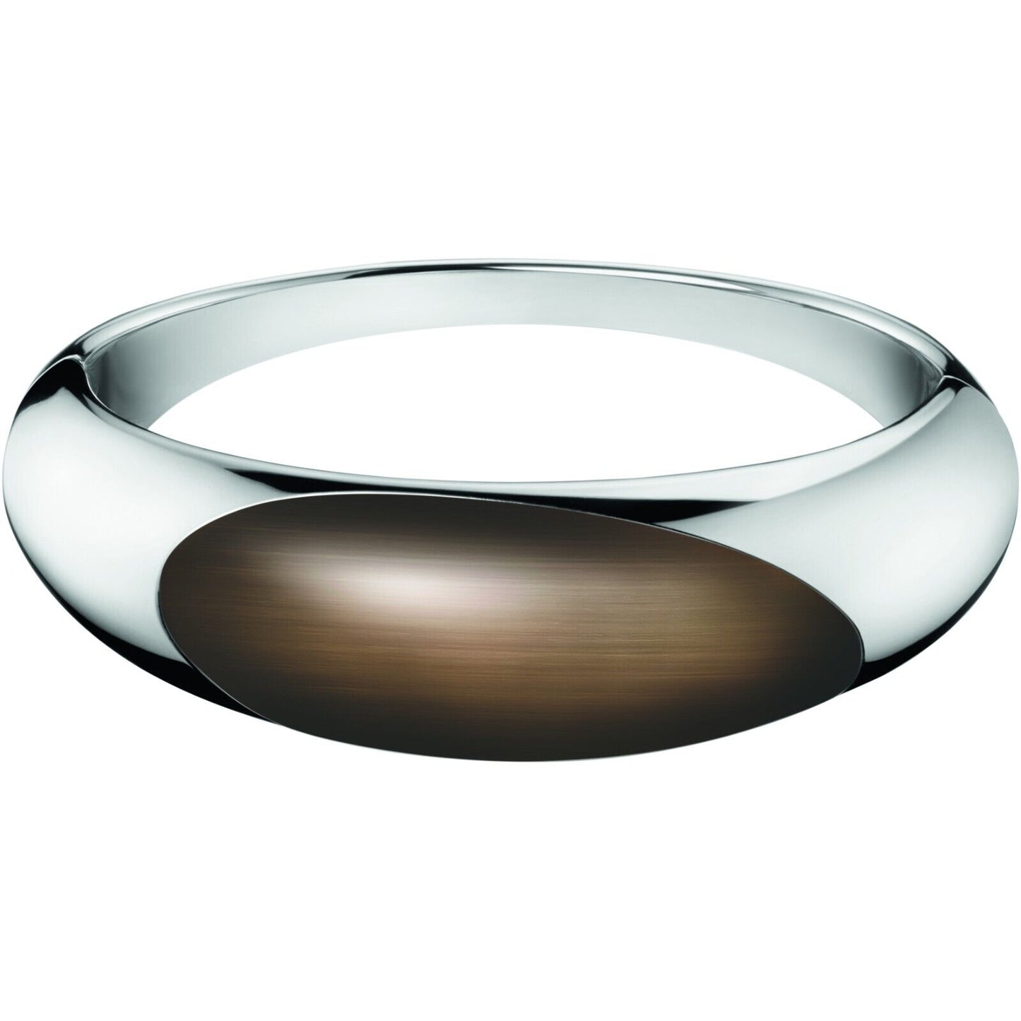 New CALVIN KLEIN ELLIPSE STONE BANGLE KJ3QCD0201XS - SILVER/BROWN - XS